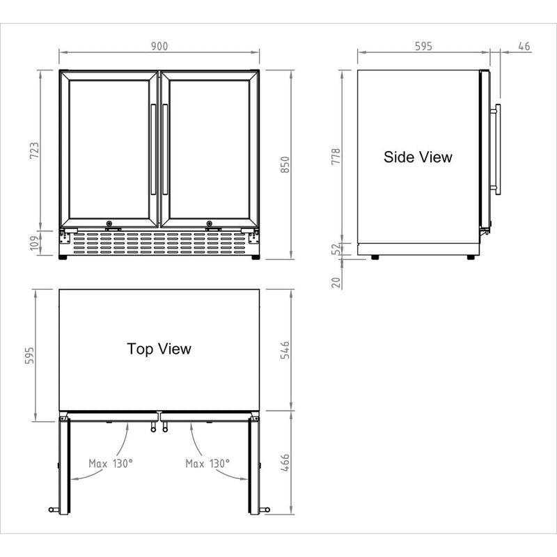 KingsBottle 36" Beer and Wine Cooler Combination with Low-E Glass Door KBU190BW-BLK