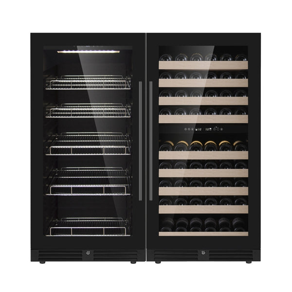 KingsBottle 47" Height Dual-Zone Wine & Beverage Refrigerator Combo with Low-E Glass Door KBU265BW3-FG