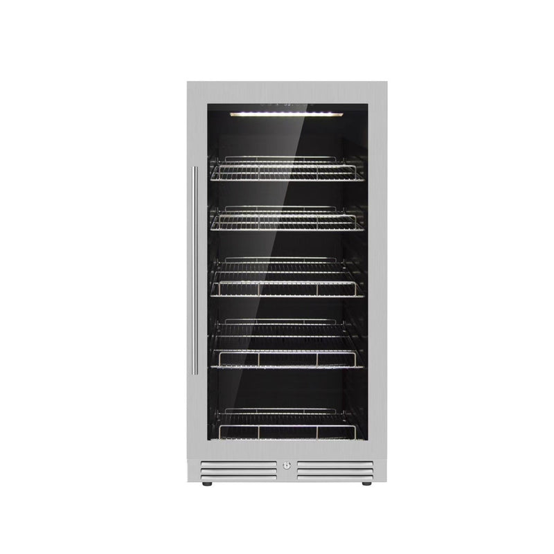 KingsBottle 389 Cans Capacity Upright Beverage Refrigerator With Low-E Glass Door KBU265BX-FG LHH