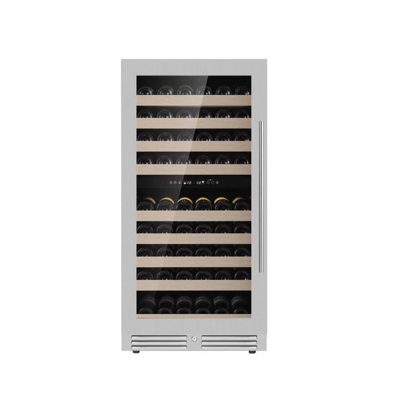 KingsBottle 47-Inch Tall Dual Zone Wine Cooler with Low-E Glass Door KBU265DX-FG RHH