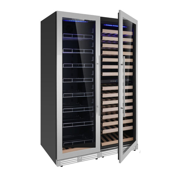 KingsBottle Upright Wine & Beverage cooler Combo With Low-E Glass KBU425BW3-SS