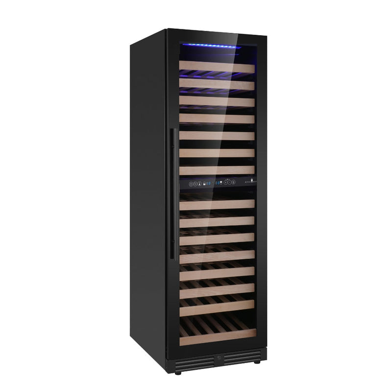 KingsBottle Dual Zone Upright Low-E Glass Door Large Wine Cooler KBU425DX-FG RHH