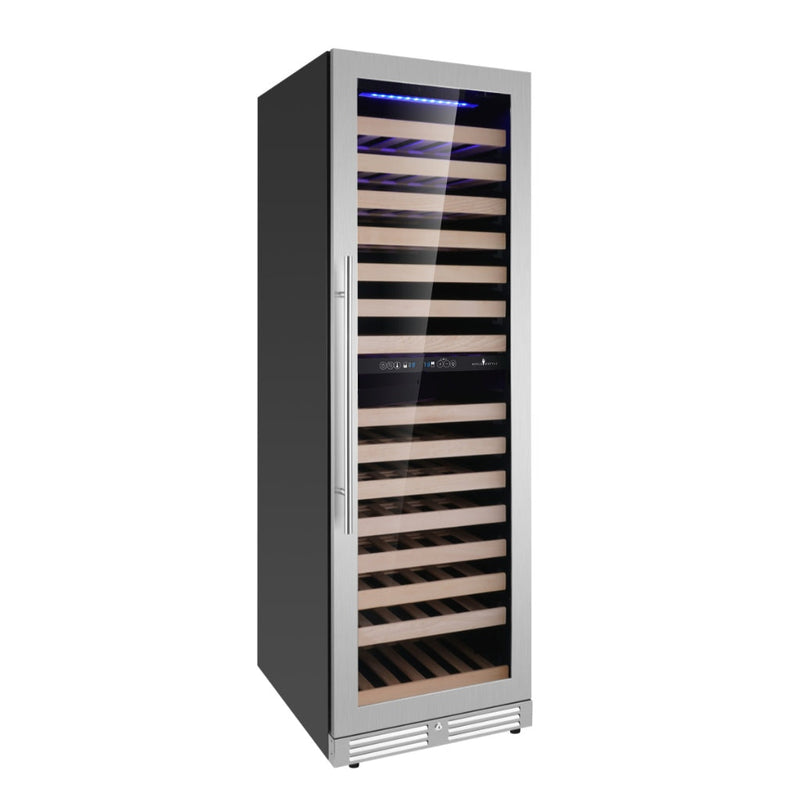 KingsBottle Dual Zone Upright Low-E Glass Door Large Wine Cooler KBU425DX-FG RHH