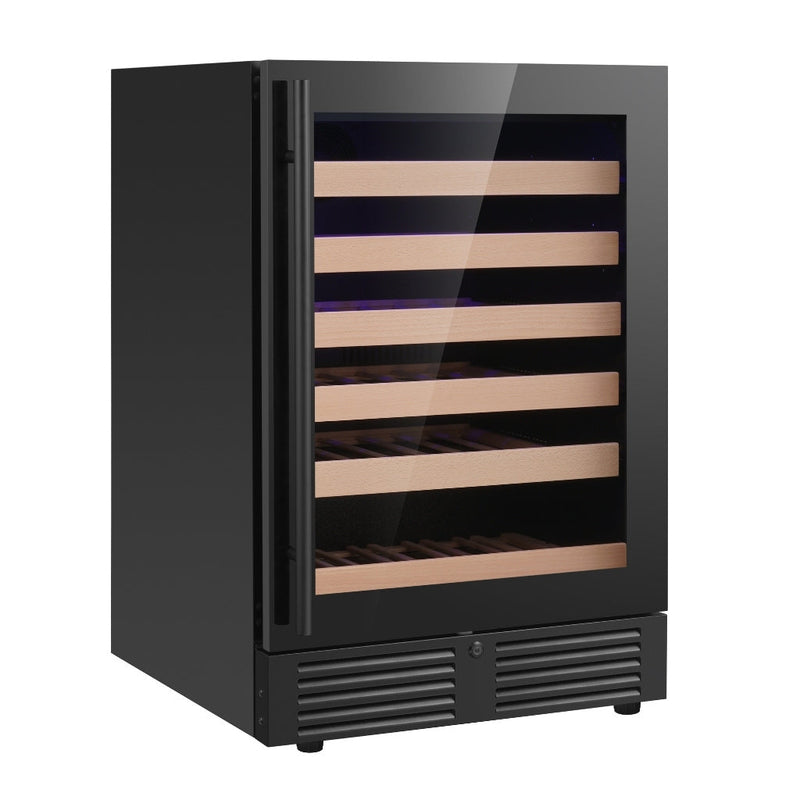 KingsBottle 24 Inch Under Counter LOW-E Glass Door Single Zone Wine Cooler KBU145WX-FG LHH