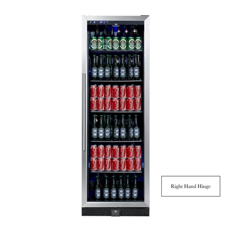 KingsBottle 72" Large Beverage Refrigerator With Clear Glass Door with Stainless Steel Trim KBU170BX-SS LHH