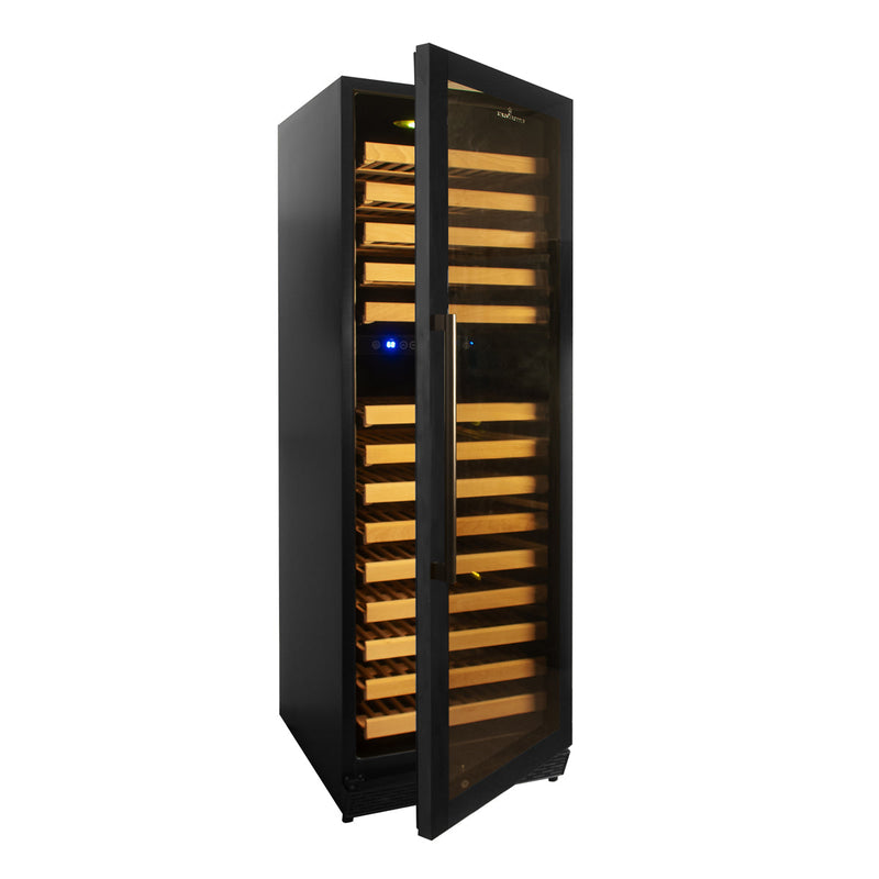 164 Bottle Large Wine Refrigerator With Borderless Black  Glass Door