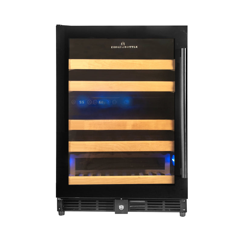 KingsBottle 44 Bottles 24 Inch Under Counter Dual Zone Wine Cooler Drinks KBU50DX-SS RHH