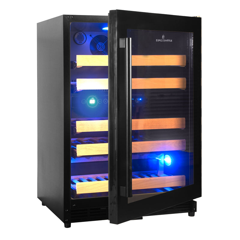 KingsBottle 44 Bottles 24 Inch Under Counter Dual Zone Wine Cooler Drinks KBU50DX-SS RHH