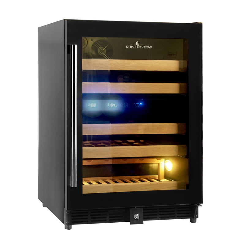 KingsBottle 44 Bottles 24 Inch Under Counter Dual Zone Wine Cooler Drinks KBU50DX-SS RHH