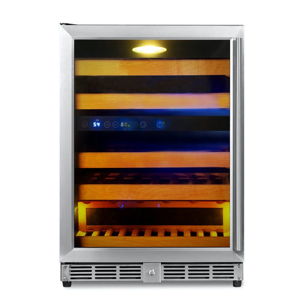 KingsBottle 44 Bottles 24 Inch Under Counter Dual Zone Wine Cooler Drinks KBU50DX-SS RHH