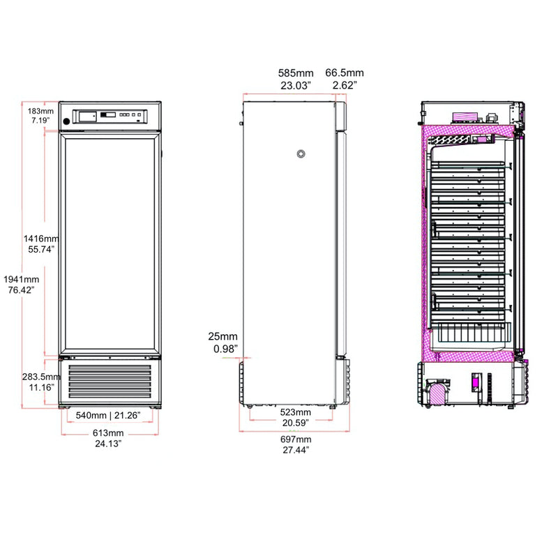 KingsBottle 2℃ to 8℃ 395L Upright Medical Refrigerator‎ for Pharmacy and Laboratory MLR395L