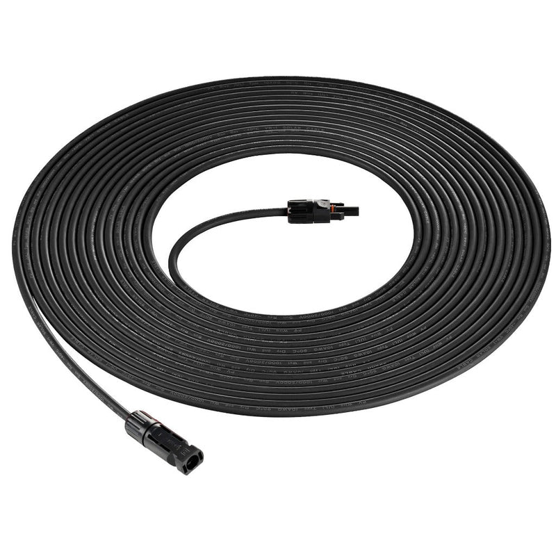 Rich Solar 10 Gauge Solar Panel Extension Cable with Male and Female Solar Connector Ends | Pair of 10AWG Red and Black Extension Wire with Connectors on Both Ends | Choose Cable Length: 10ft, 15ft, 20ft, 30ft, 50ft, 75ft, 100ft