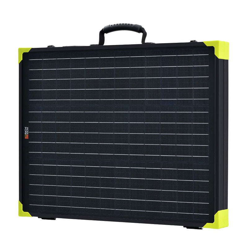 Rich Solar MEGA 100 Portable Briefcase Solar Panel | 100 Watt Portable Solar Panel | Premier 12V Portable Solar Panel for Generators, Power Stations, Vans | High Efficiency