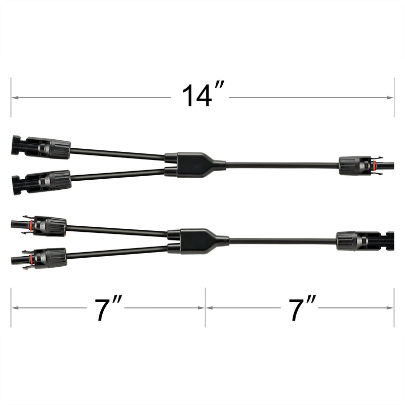 Rich Solar Y Branch 2-to-1 Solar Panel Parallel Adapters | Weatherproof PV Adapters for Solar Connection | Plug and Play