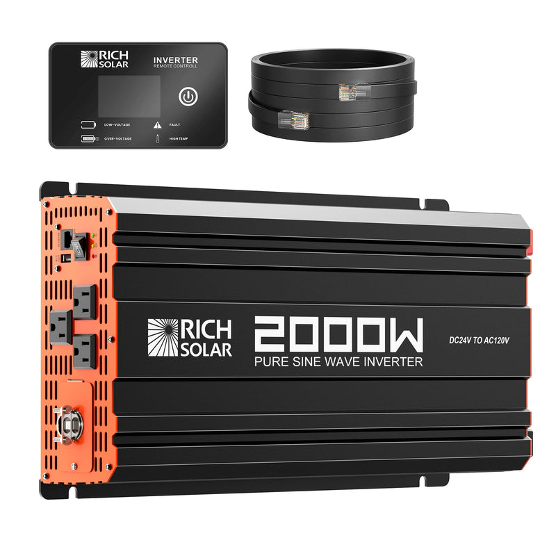 Rich Solar NOVA PURE MAX 2K | 2000 Watt (2kW) 24 Volt Industrial Pure Sine Wave Inverter | Premier 2000W 24V Off-Grid Inverter for RVs, Trailers, Campers, Vans, Trucks, Overlanders, Boats |