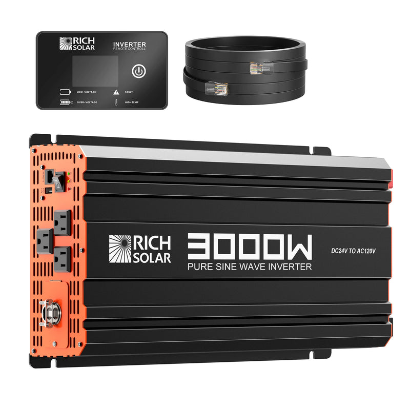 Rich Solar NOVA PURE MAX 3K | 3000 Watt (3kW) 24 Volt Industrial Pure Sine Wave Inverter | Premier 3000W 24V Off-Grid Inverter for RVs, Trailers, Campers, Vans, Trucks, Overlanders, Boats |