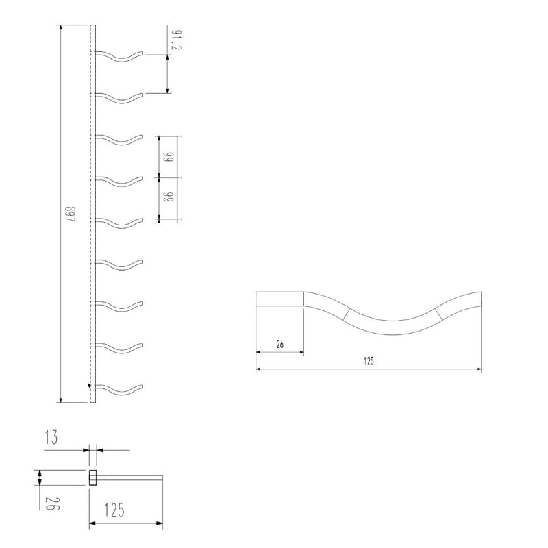 KingsBottle Wall Mounted Metal Wine Racks C-Type WMRC-01D09B