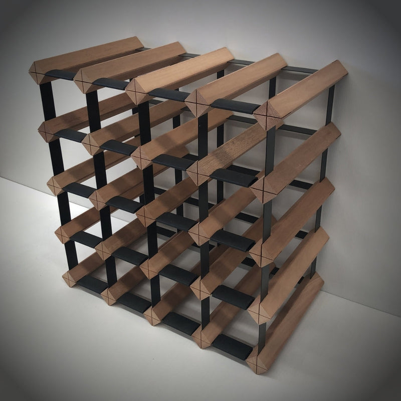 20 Bottle Rustic Hardwood Timber Wine Rack | 4x4 Configuration