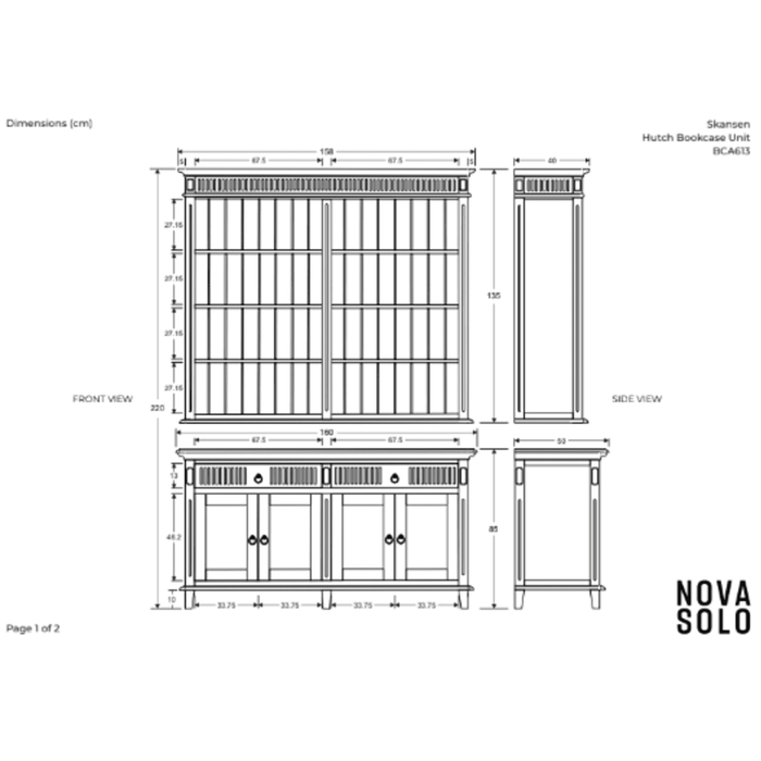 NovaSolo Skansen Hutch Bookcase Unit in Classic White BCA613