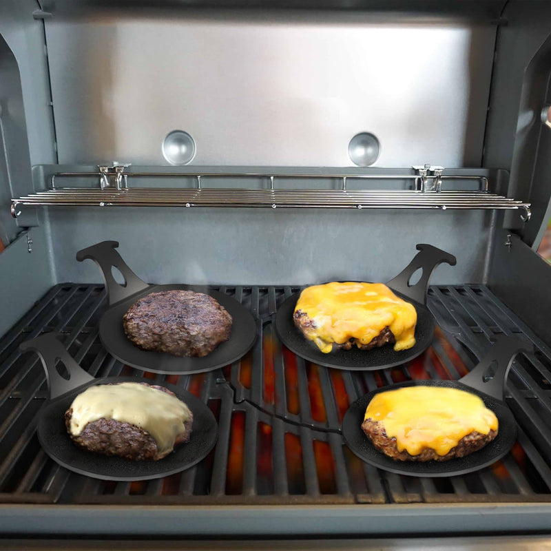 Arteflame 6" Burger Pucks - Grill Juicy Good Burgers with Arteflame Mini Griddles for BBQ Grills (set of 2) AFBP6SET2