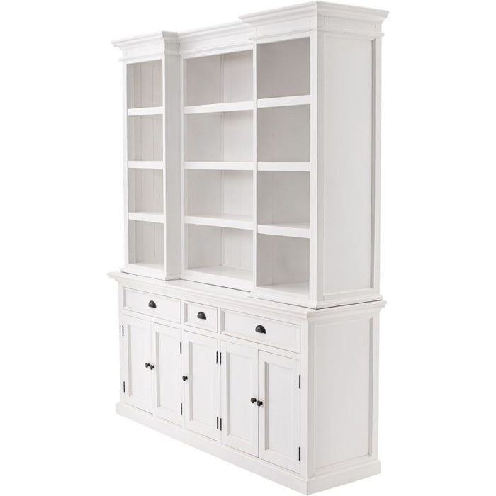 NovaSolo Halifax Kitchen Cabinet with Hutch 5 Doors 3 Drawers White BCA605