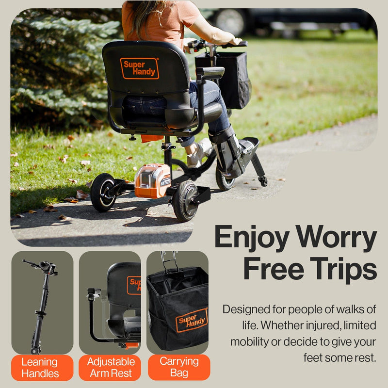 SuperHandy Passport Plus Mobility Scooter - 48V 2Ah Battery, 330Lb Max Weight GUT140