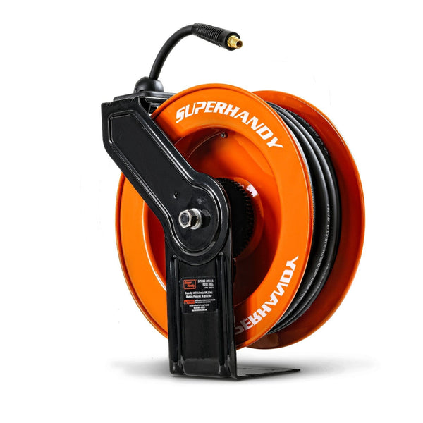 SuperHandy Steel Air Hose Reel - 50' Ft Hose Length, Retractable & Mountable (Upgraded) GUR075