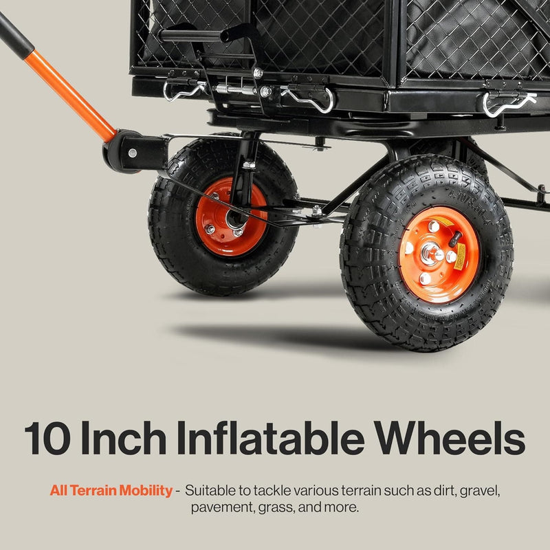 SuperHandy Towable Garden Cart - Quick Dump System, 10" Tires, Connects with Tugger Scooter GUO109