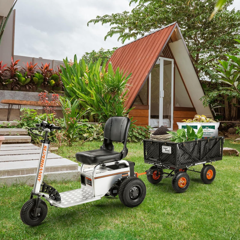 SuperHandy Towable Garden Cart - Quick Dump System, 10" Tires, Connects with Tugger Scooter GUO109